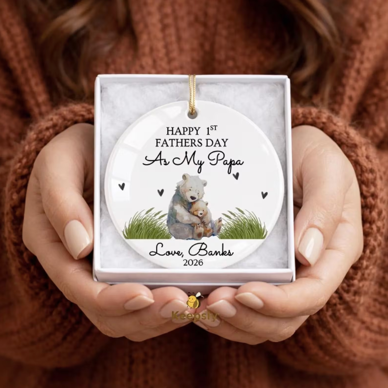 Personalized Mama Bear First Mother's Day Ceramic Ornament 2026, New Mommy Gift from Baby