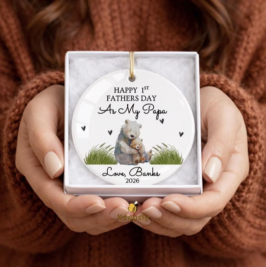 Personalized Mama Bear First Mother's Day Ceramic Ornament 2026, New Mommy Gift from Baby