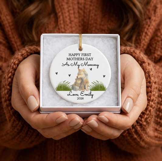 Personalized First Mothers Day Ceramic Ornament, Mama Wolf Keepsake 2026
