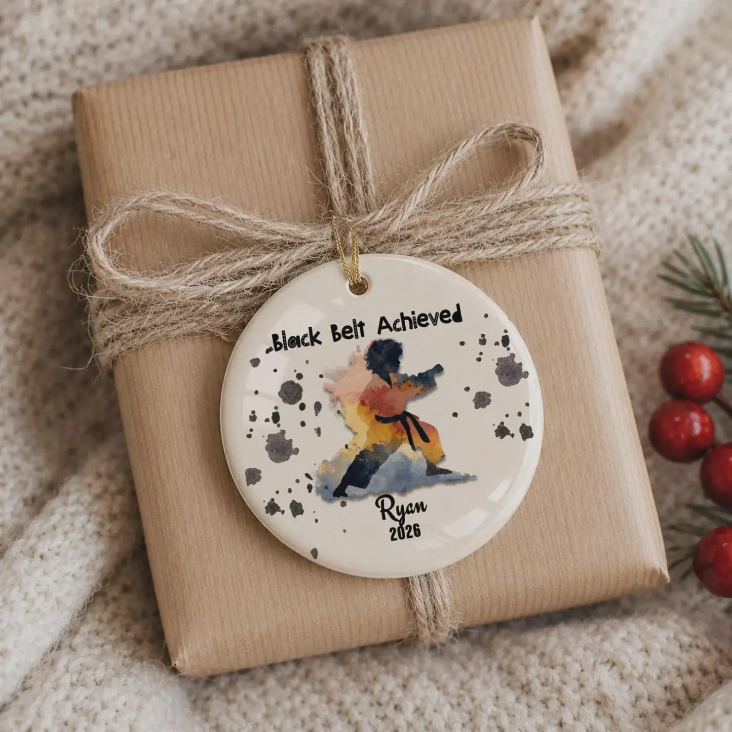 Karate Black Belt Ornament – Personalized Martial Arts Gift