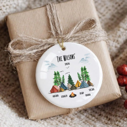 Personalized Camping Ornament • Camper Family Keepsake | Outdoor Adventure Christmas Gift