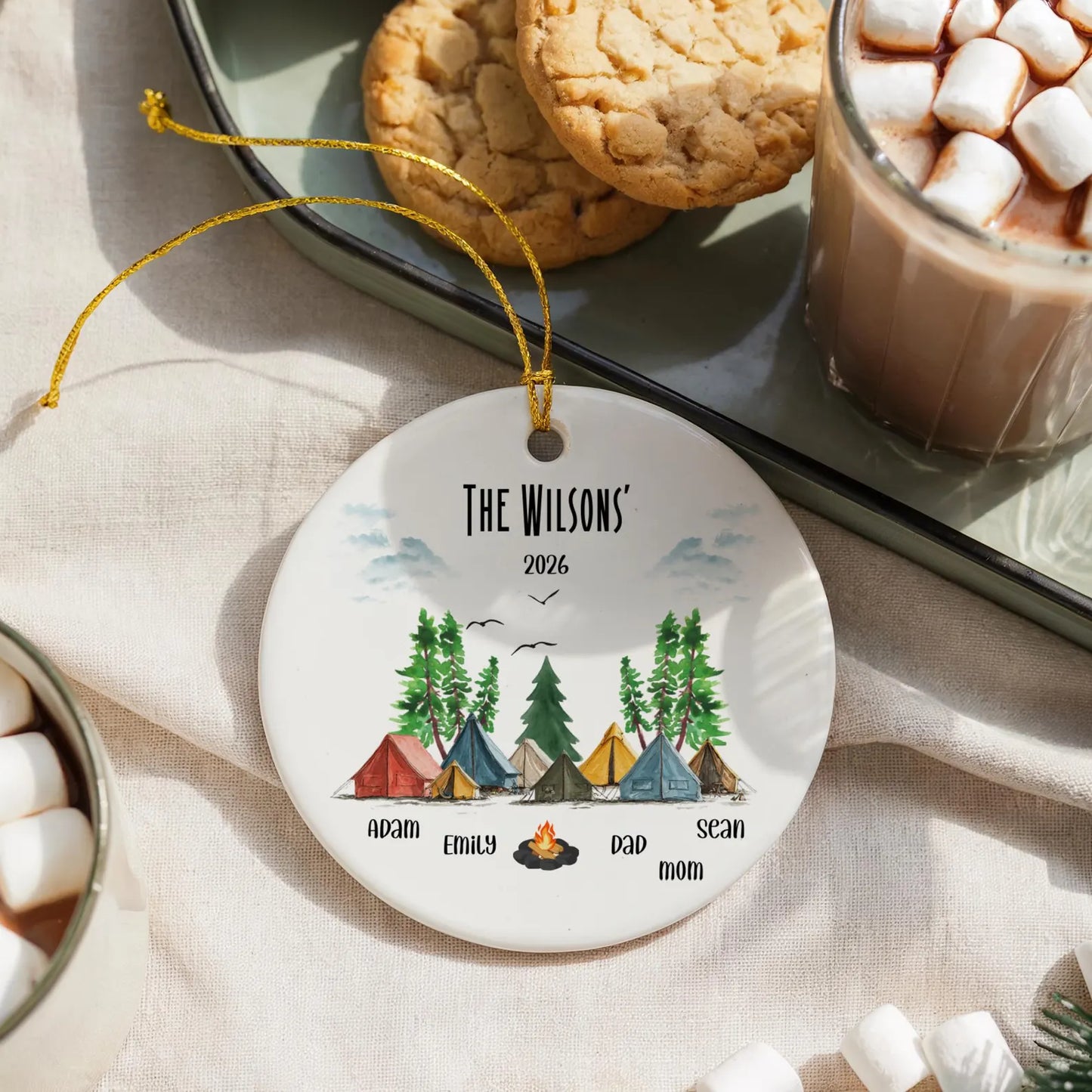 Personalized Camping Ornament • Camper Family Keepsake | Outdoor Adventure Christmas Gift