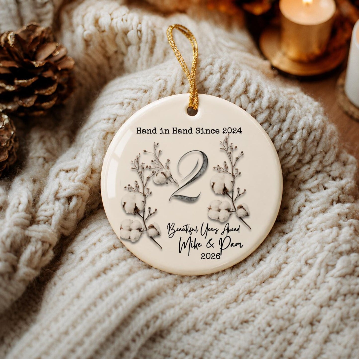 Personalized Anniversary Ceramic Ornament | 25th 40th 50th 60th & Custom Any Year Wedding Keepsake Gift
