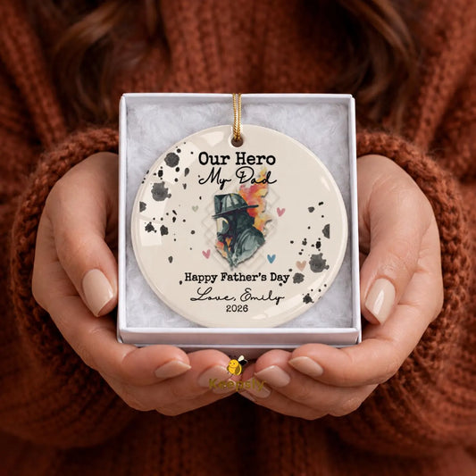 Firefighter Dad Ornament Father's Day Gifts, Hero Father, Fireman Ornament