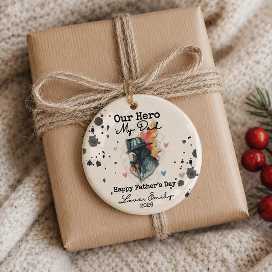 Firefighter Dad Ornament Father's Day Gifts, Hero Father, Fireman Ornament