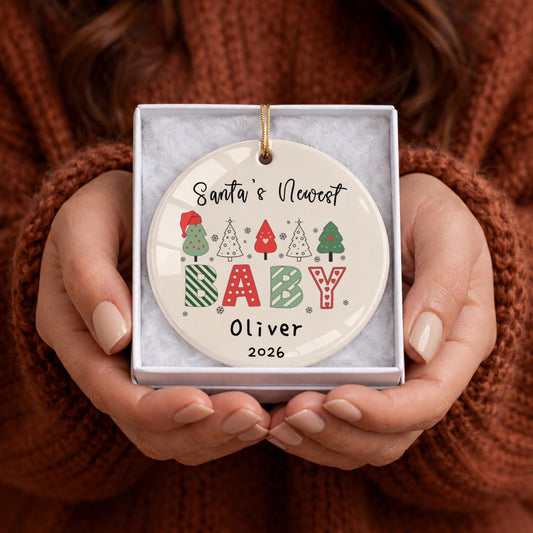 Baby First Christmas Ornament, Custom Santa's Newborn Keepsake