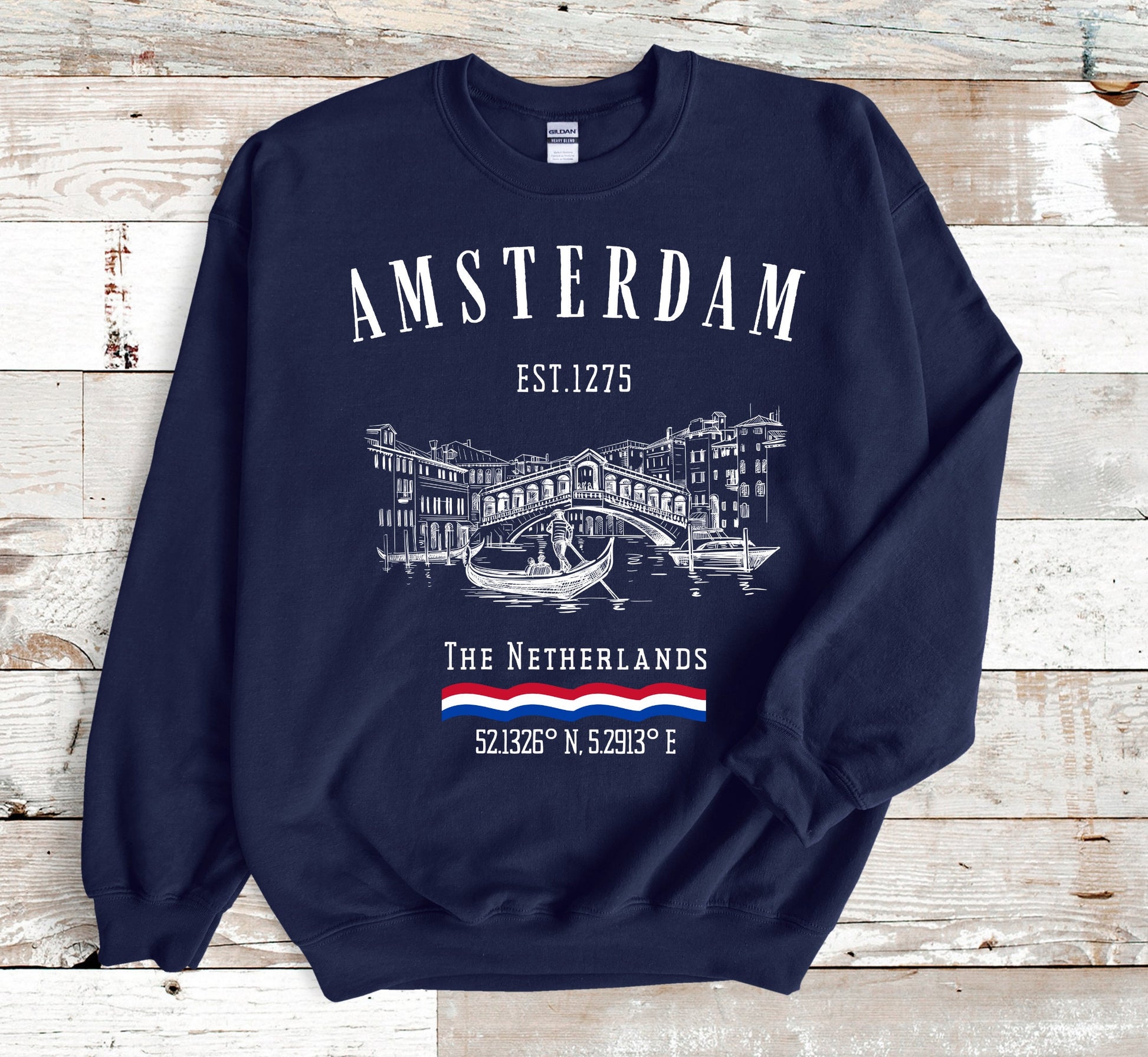 Amsterdam Sweatshirt: Netherlands Dutch Canal Crewneck - Traveler Gift