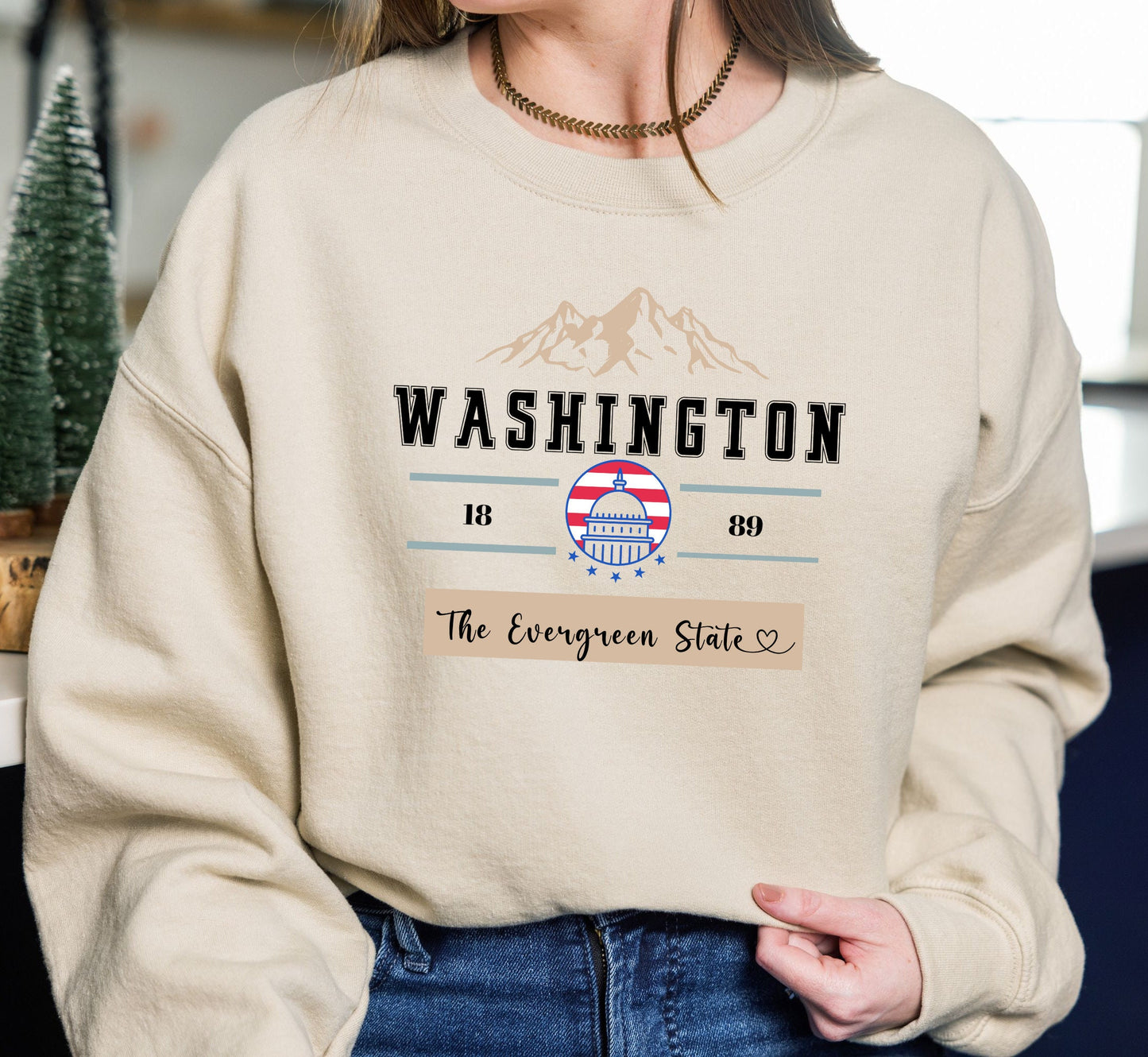 Washington State Sweatshirt: Evergreen State Traveler Gift