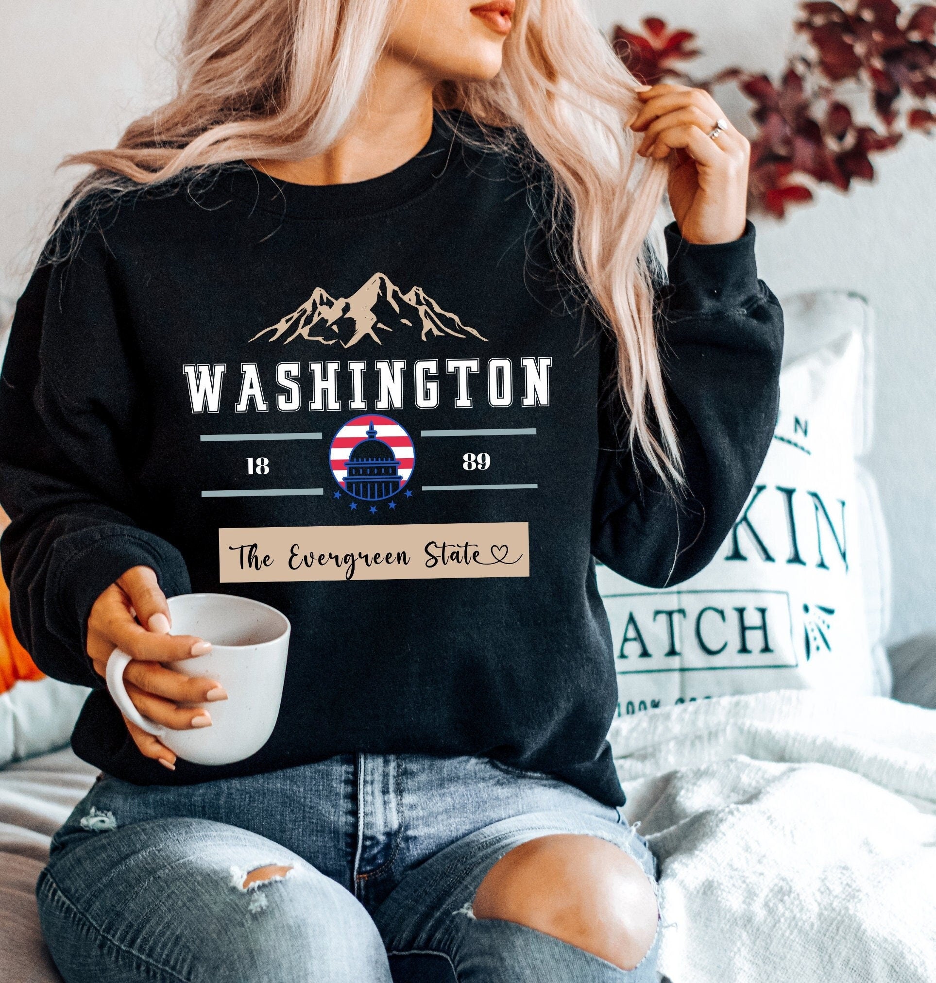 Washington State Sweatshirt: Evergreen State Traveler Gift