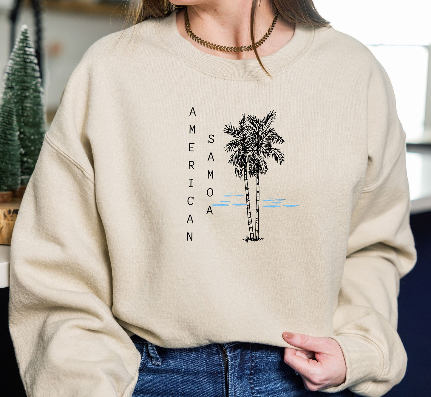 American Samoa Sweatshirt, USA National Park Crewneck Traveler Gift, Unisex Long Sleeve Comfy Cotton