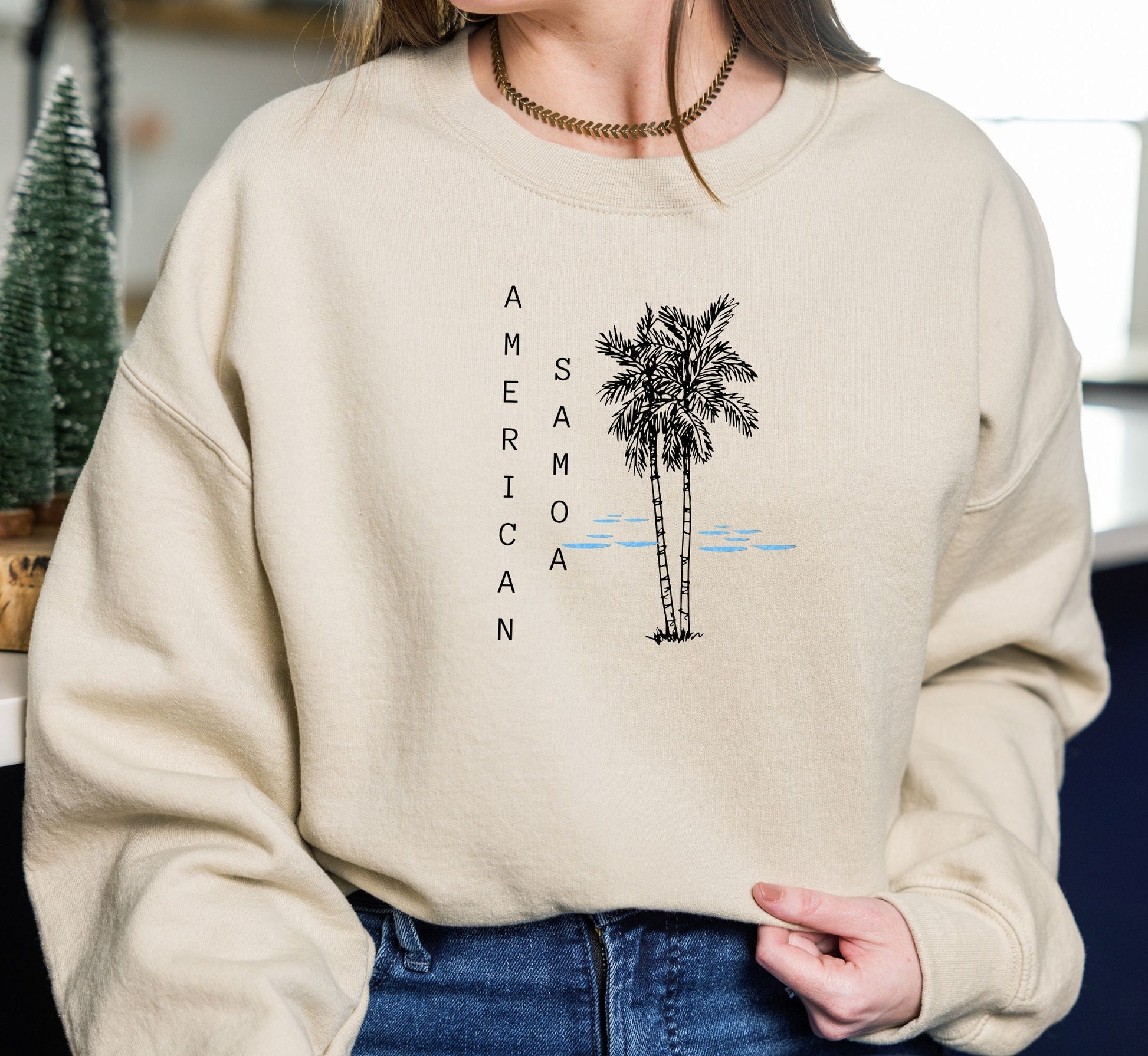 American Samoa Sweatshirt, USA National Park Crewneck Traveler Gift, Unisex Long Sleeve Comfy Cotton