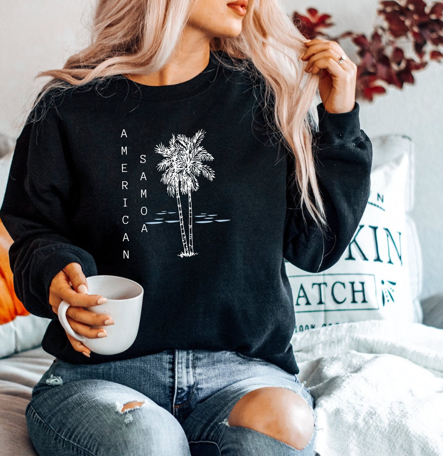 American Samoa Sweatshirt, USA National Park Crewneck Traveler Gift, Unisex Long Sleeve Comfy Cotton