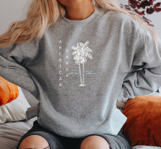 American Samoa Sweatshirt, USA National Park Crewneck Traveler Gift, Unisex Long Sleeve Comfy Cotton