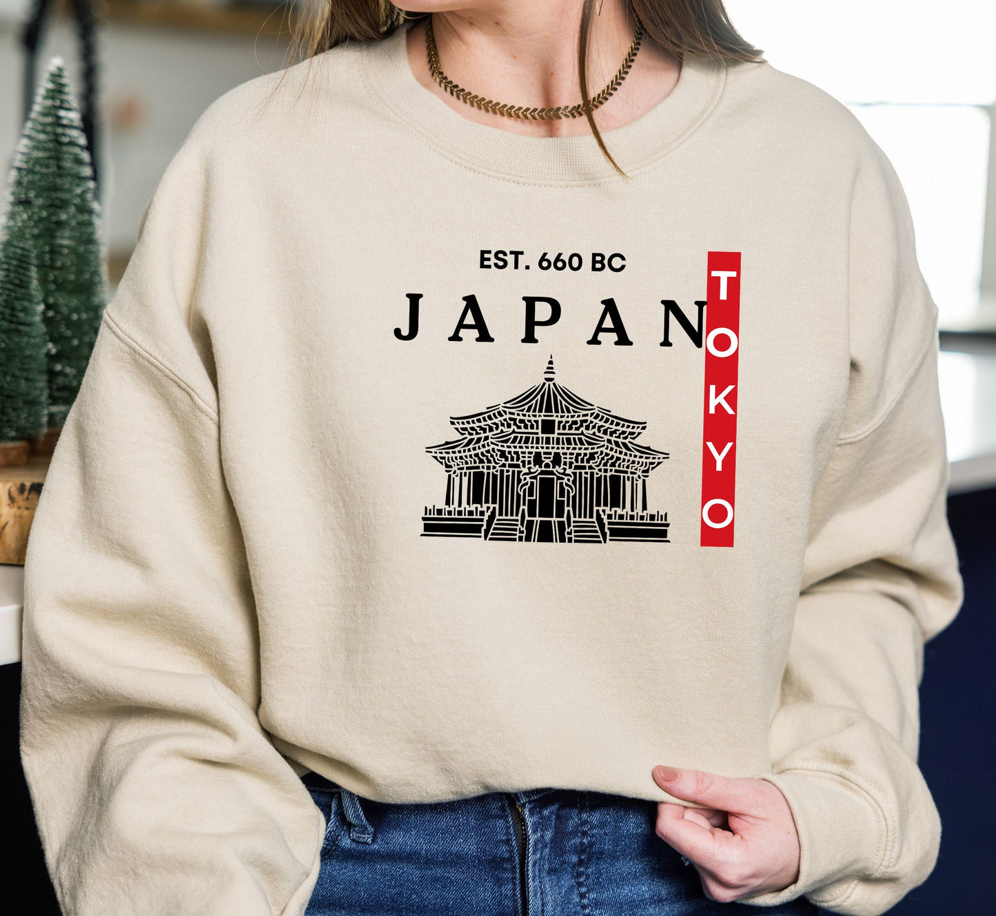 Tokyo Sweatshirt Japan Sweater, Japanese Streetwear Crewneck Traveler Gift, Unisex Long Sleeve Comfy Cotton