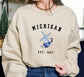 Michigan Crewneck Sweatshirt Dutch Windmill Detroit Vintage Graphic