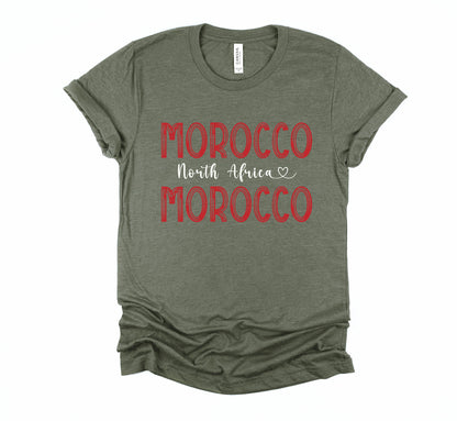 Morocco Flag Cotton T-Shirt: Travel Souvenir Gift
