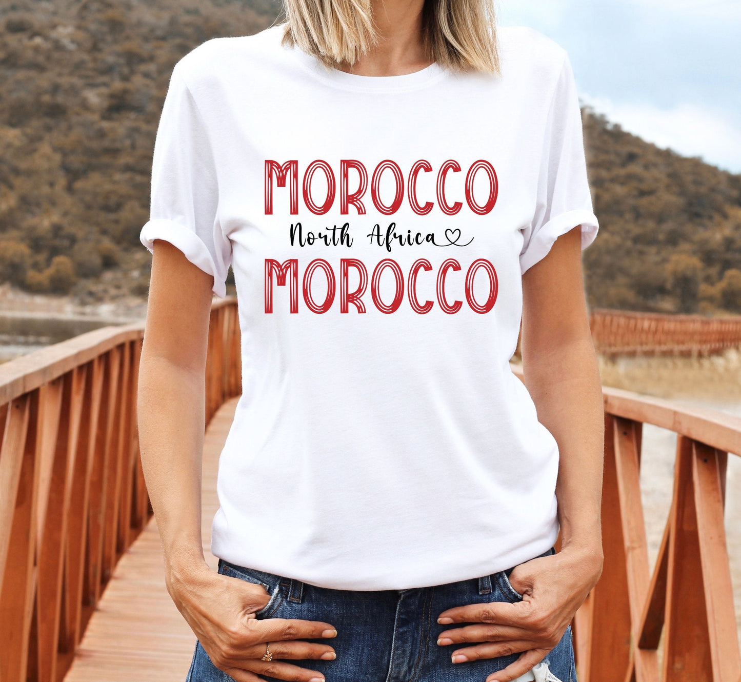 Morocco Flag Cotton T-Shirt: Travel Souvenir Gift