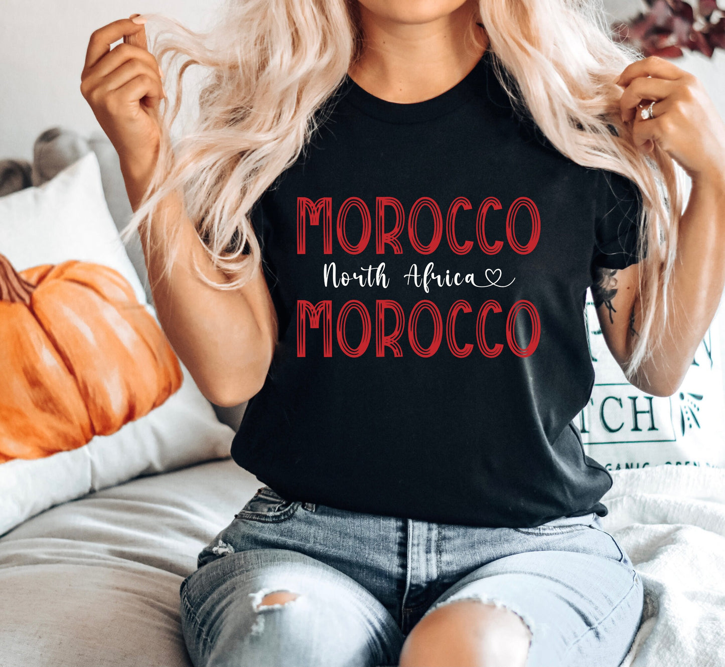 Morocco Flag Cotton T-Shirt: Travel Souvenir Gift