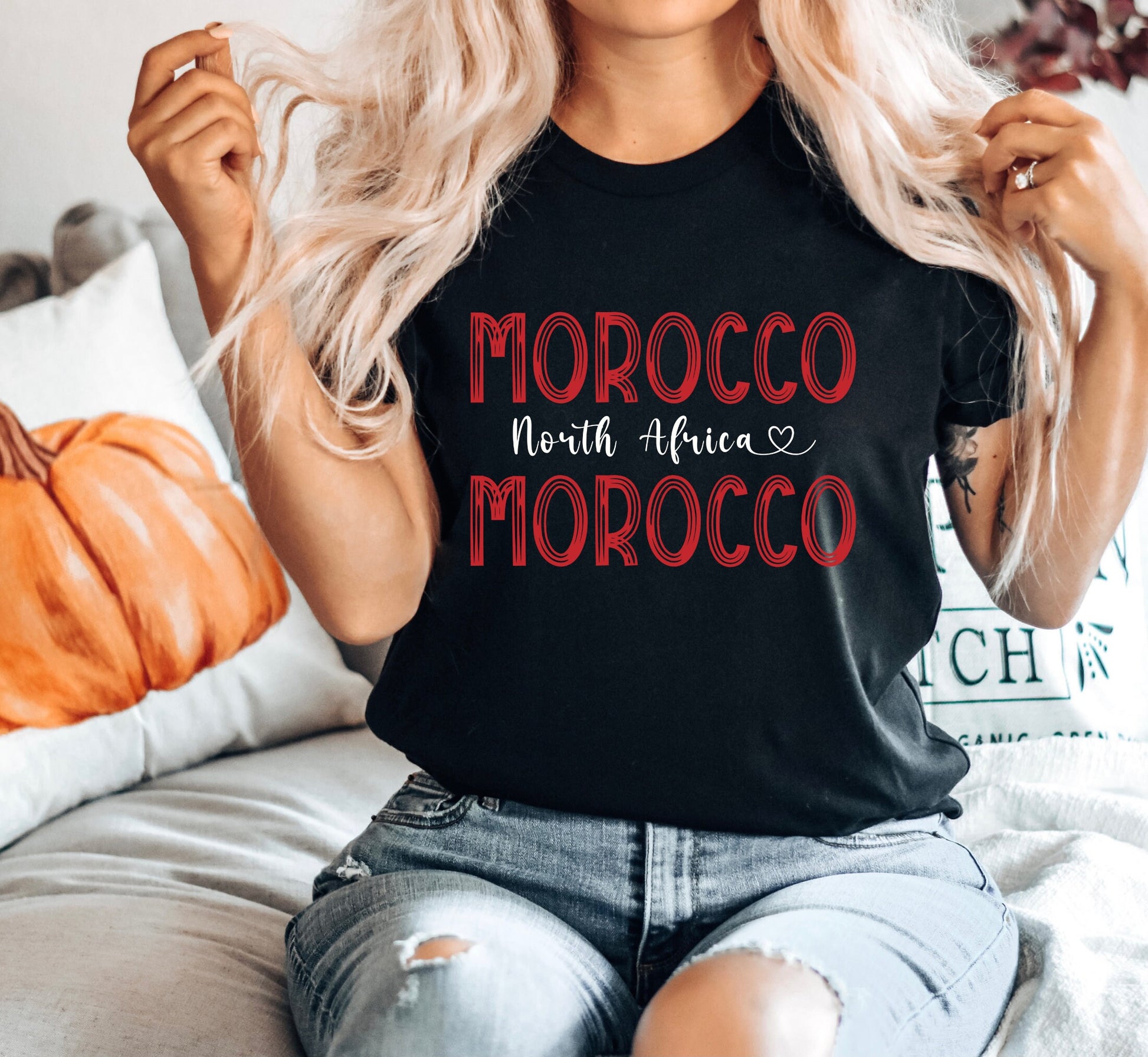 Morocco Flag Cotton T-Shirt: Travel Souvenir Gift
