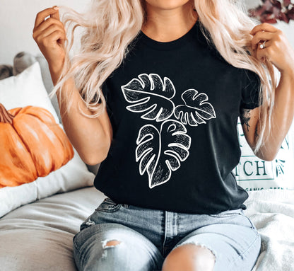 Monstera Leaf Shirt, Plant Lover Gift, Botanical T-Shirt, Houseplant Gardening Plant Lady Tee