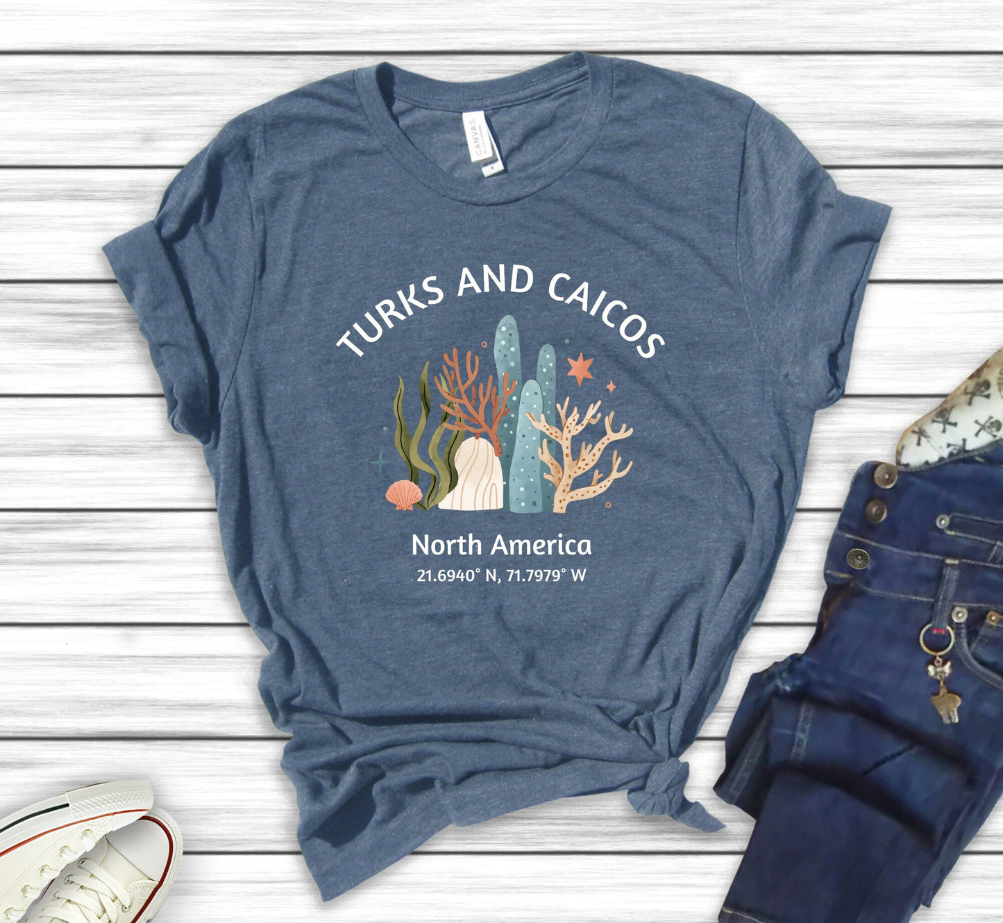 Turks and Caicos Sweatshirt: Coral Graphic Beach Crewneck