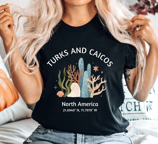 Turks and Caicos Sweatshirt: Coral Graphic Beach Crewneck