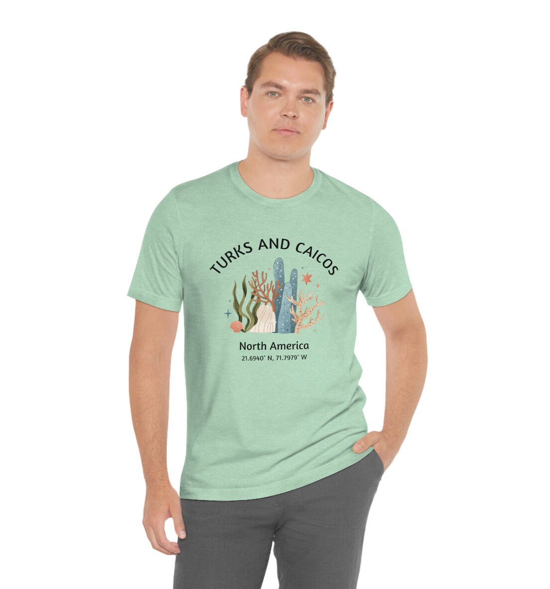 Turks and Caicos Sweatshirt: Coral Graphic Beach Crewneck