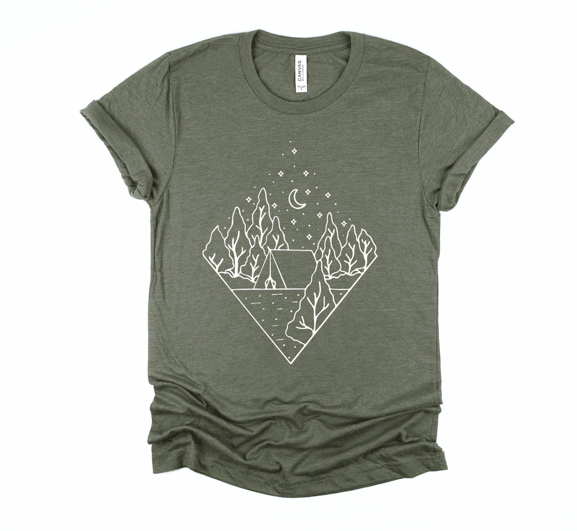 Geometric Celestial Camping Shirt: Abstract Mountain Tee - Unisex