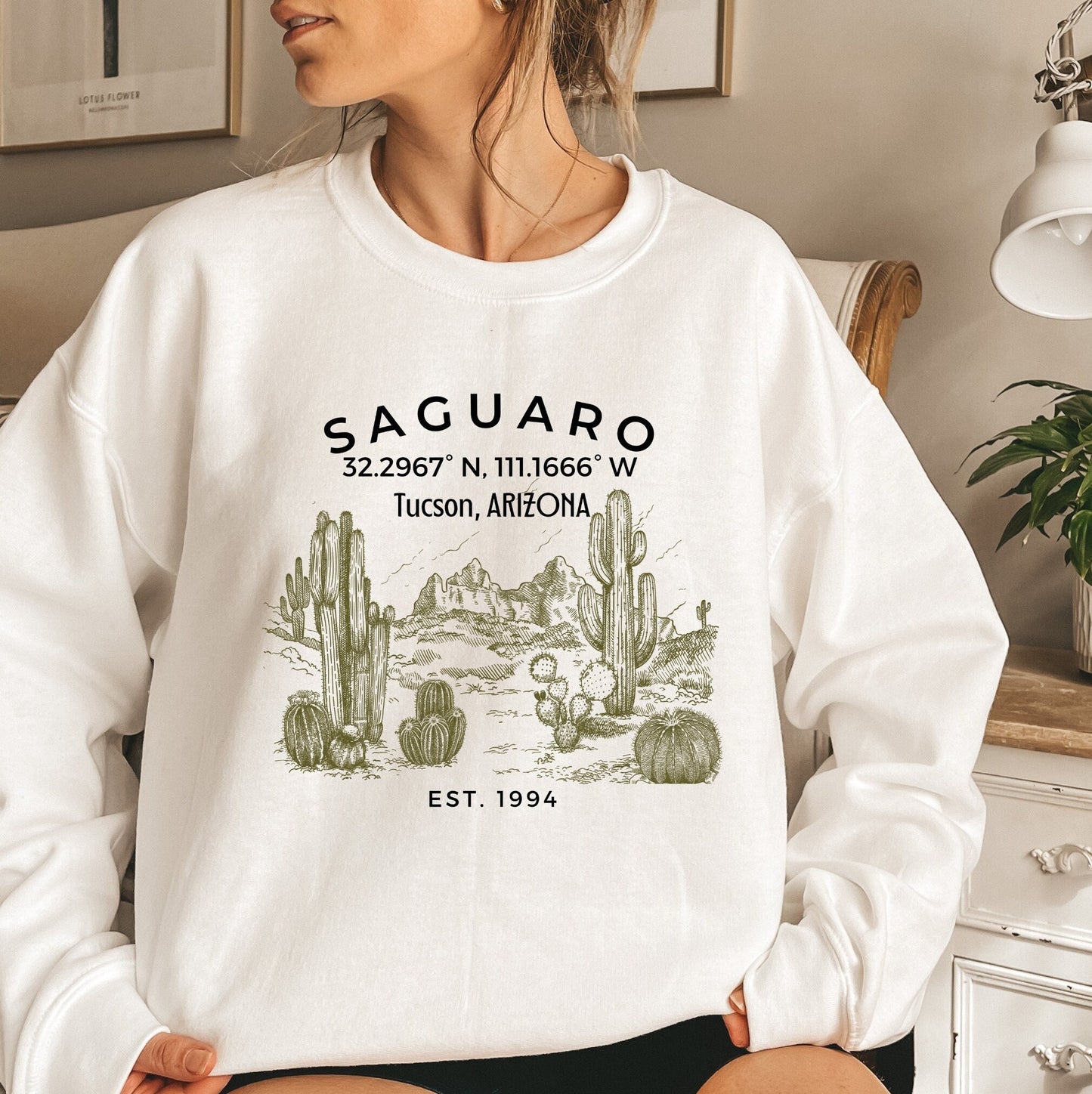 Saguaro Cactus Sweatshirt: Tucson Arizona National Park Traveler Gift