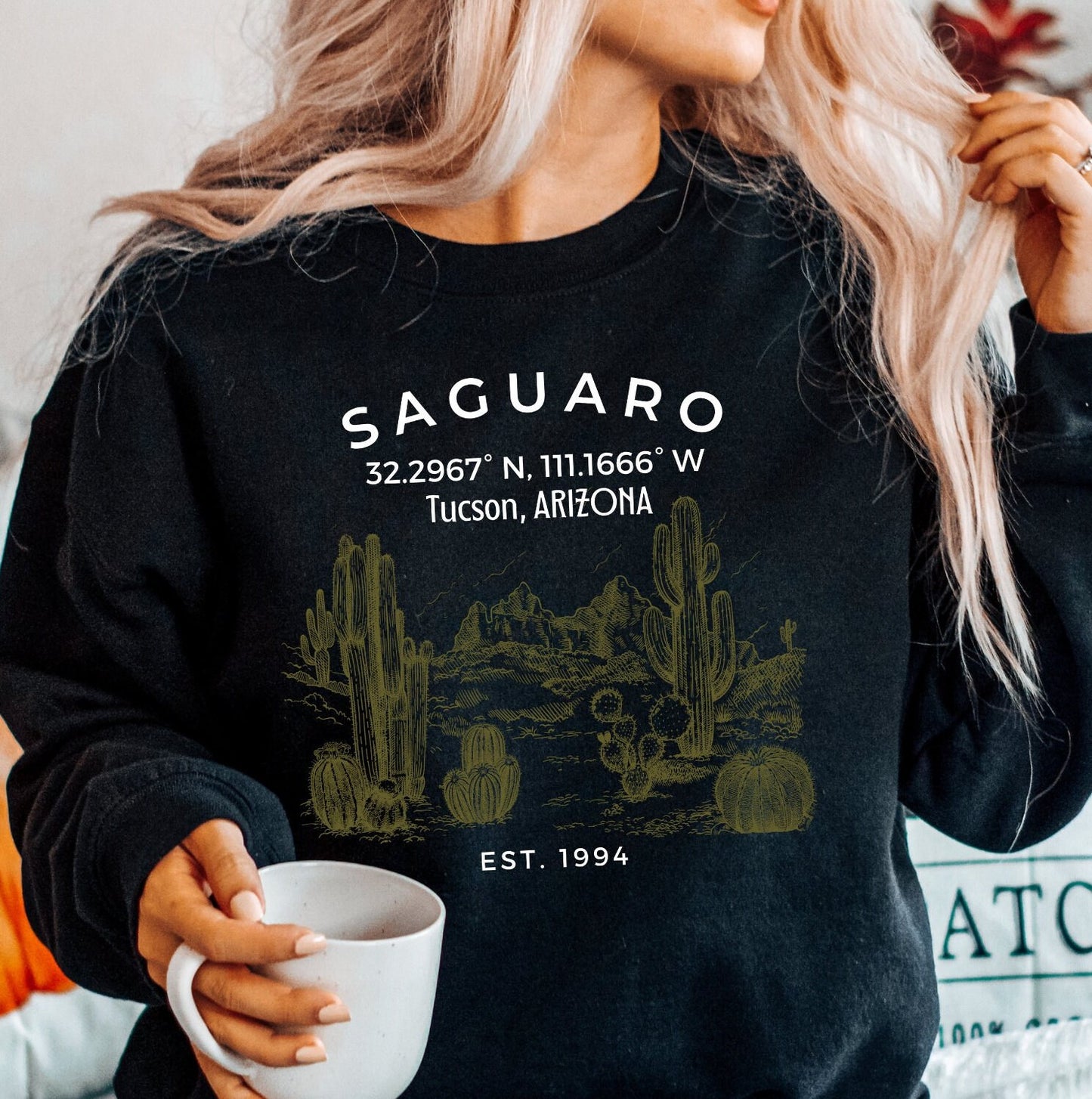 Saguaro Cactus Sweatshirt: Tucson Arizona National Park Traveler Gift