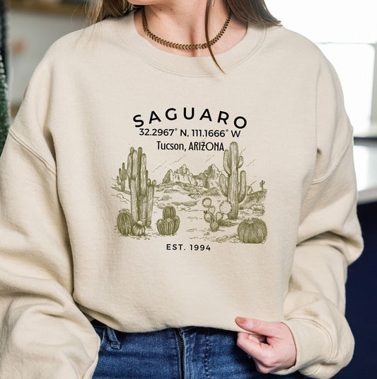 Saguaro Cactus Sweatshirt: Tucson Arizona National Park Traveler Gift