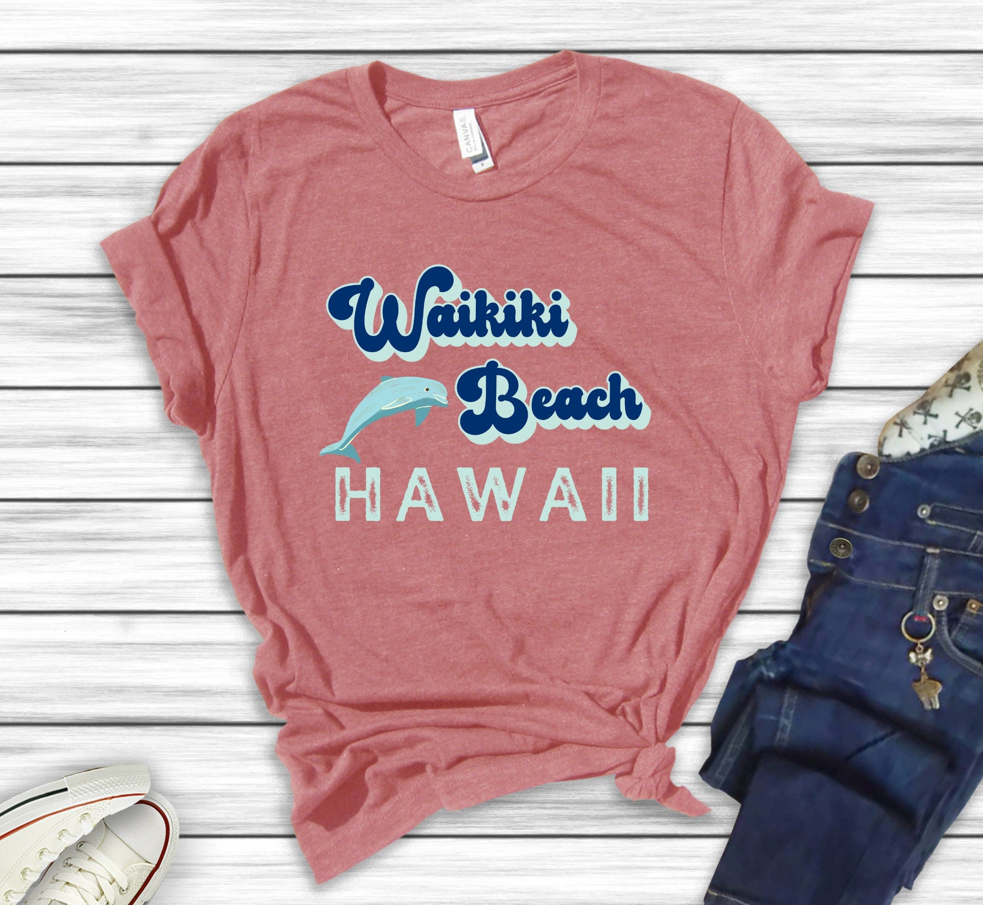 Waikiki Waves Hawaiian Shirt Tropical TShirt, Dolphin Summer Trends