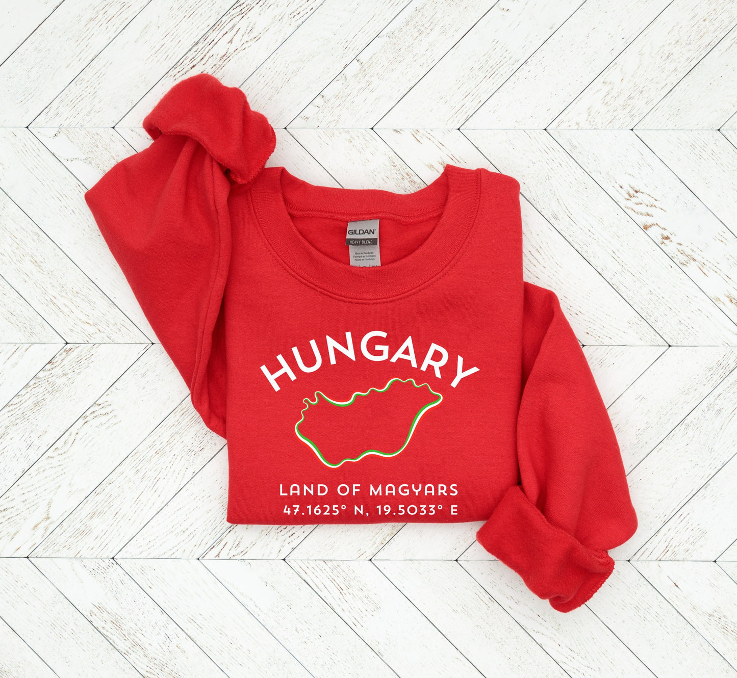 Hungary Sweatshirt, Land of Magyars, Traveler Gift Coordinates, Unisex Budapest Sweater