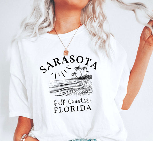 Sarasota Florida Shirt: Gulf Coast Beach Graphic, Comfort Colors Tee