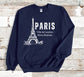 Paris Sweatshirt, Eiffel Tower Crewneck France Pullover, Unisex Sizing Plus Size