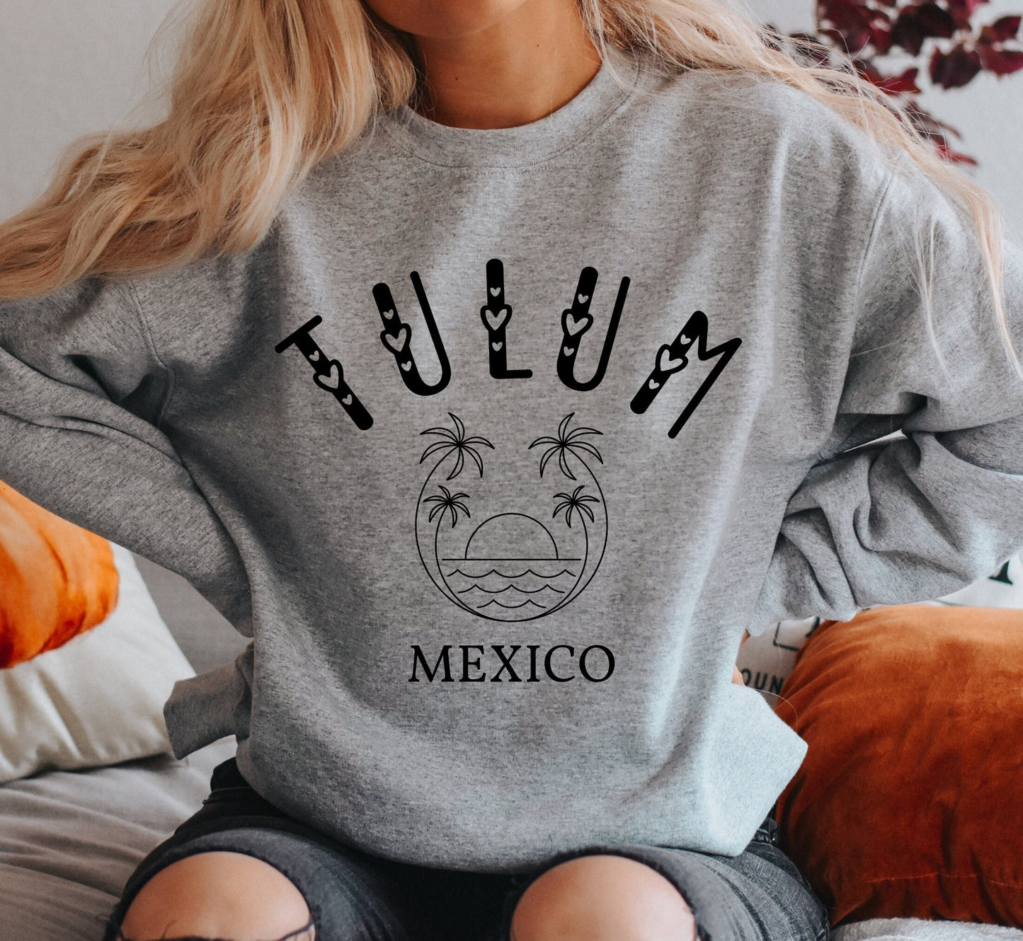 Tulum Sweatshirt, Bachelorette Mexico Crewneck, Retro Beach Pullover, Unisex Sizing Oversized Travel Sweater