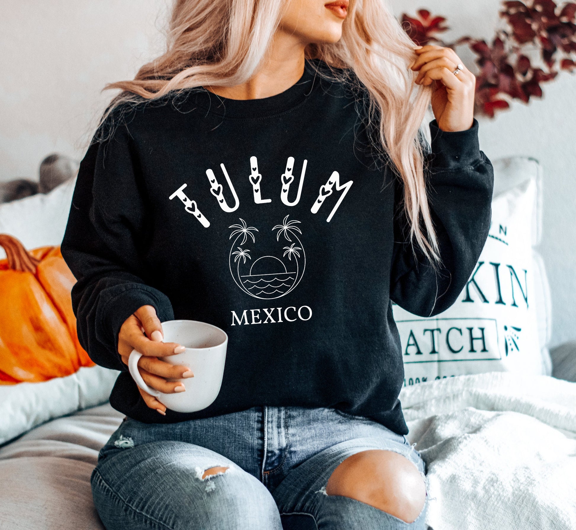 Tulum Sweatshirt, Bachelorette Mexico Crewneck, Retro Beach Pullover, Unisex Sizing Oversized Travel Sweater