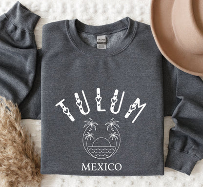 Tulum Sweatshirt, Bachelorette Mexico Crewneck, Retro Beach Pullover, Unisex Sizing Oversized Travel Sweater