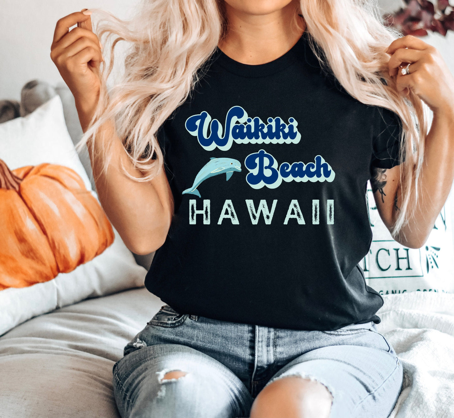 Waikiki Waves Hawaiian Shirt Tropical TShirt, Dolphin Summer Trends