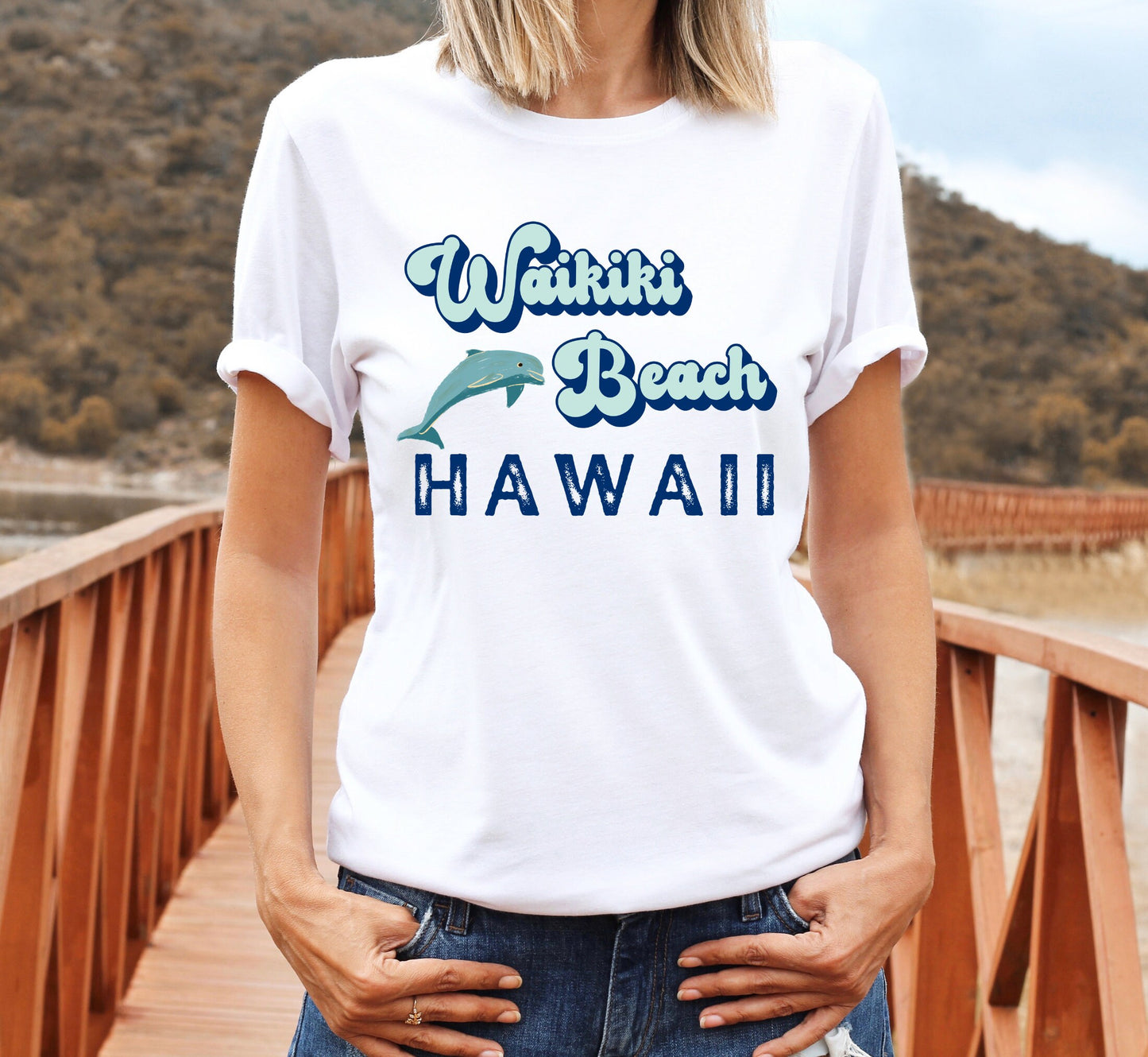 Waikiki Waves Hawaiian Shirt Tropical TShirt, Dolphin Summer Trends