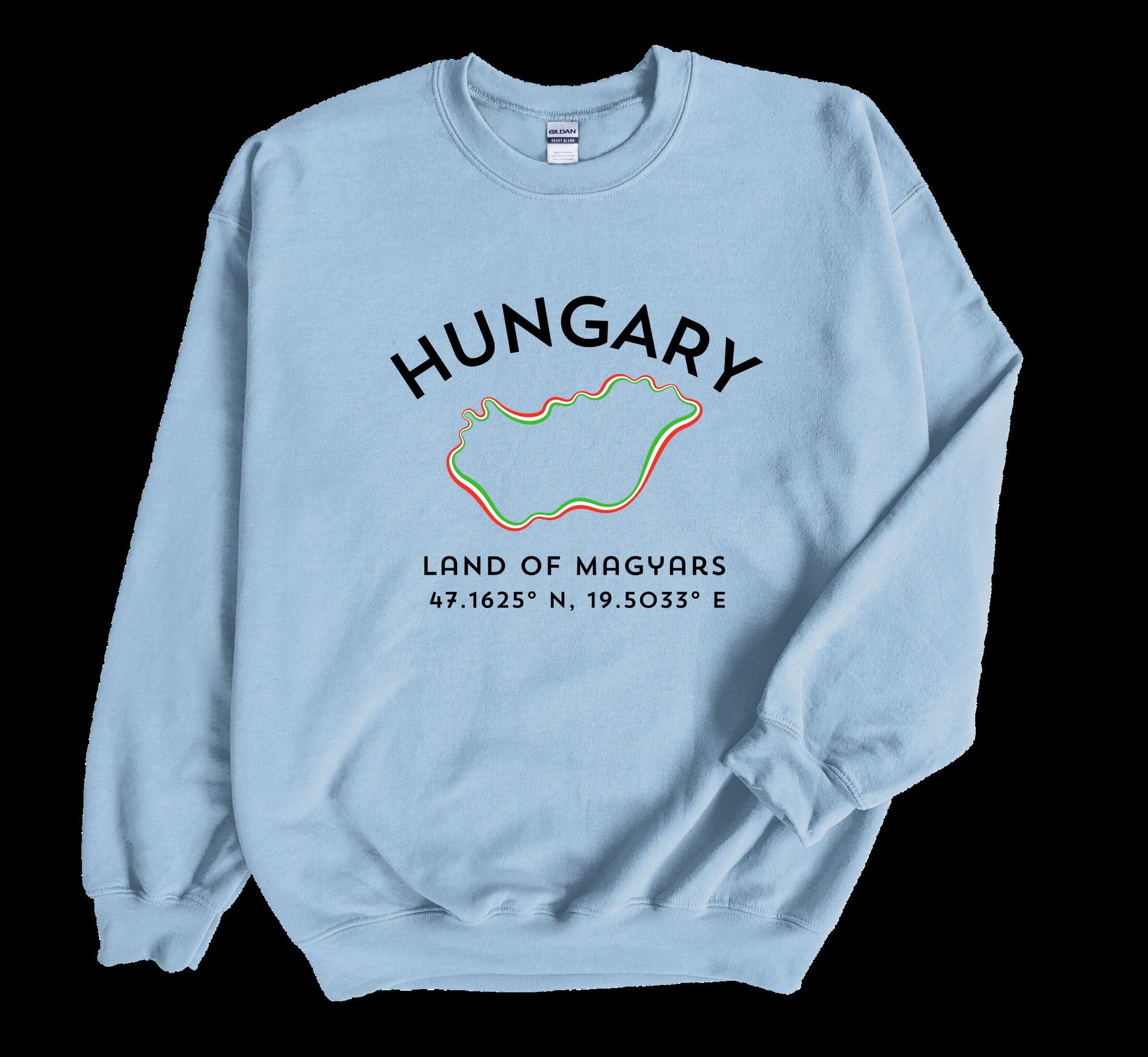Hungary Sweatshirt, Land of Magyars, Traveler Gift Coordinates, Unisex Budapest Sweater