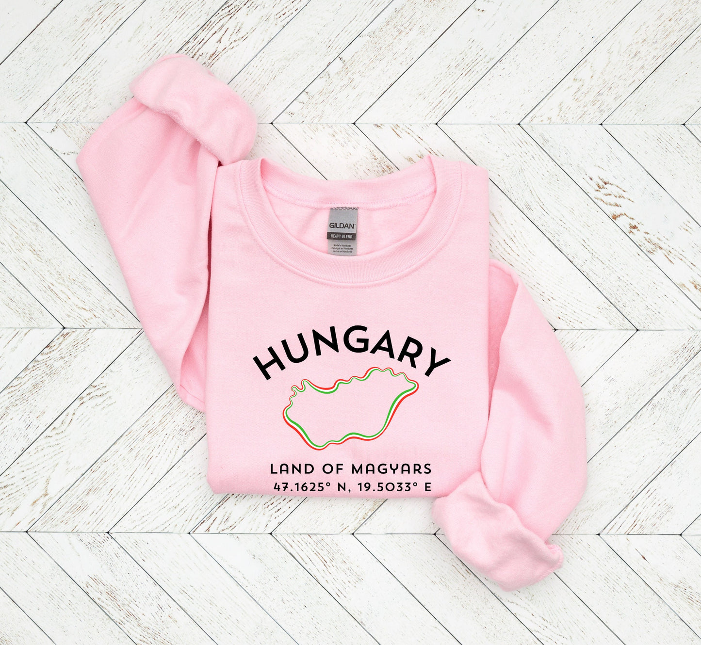 Hungary Sweatshirt, Land of Magyars, Traveler Gift Coordinates, Unisex Budapest Sweater