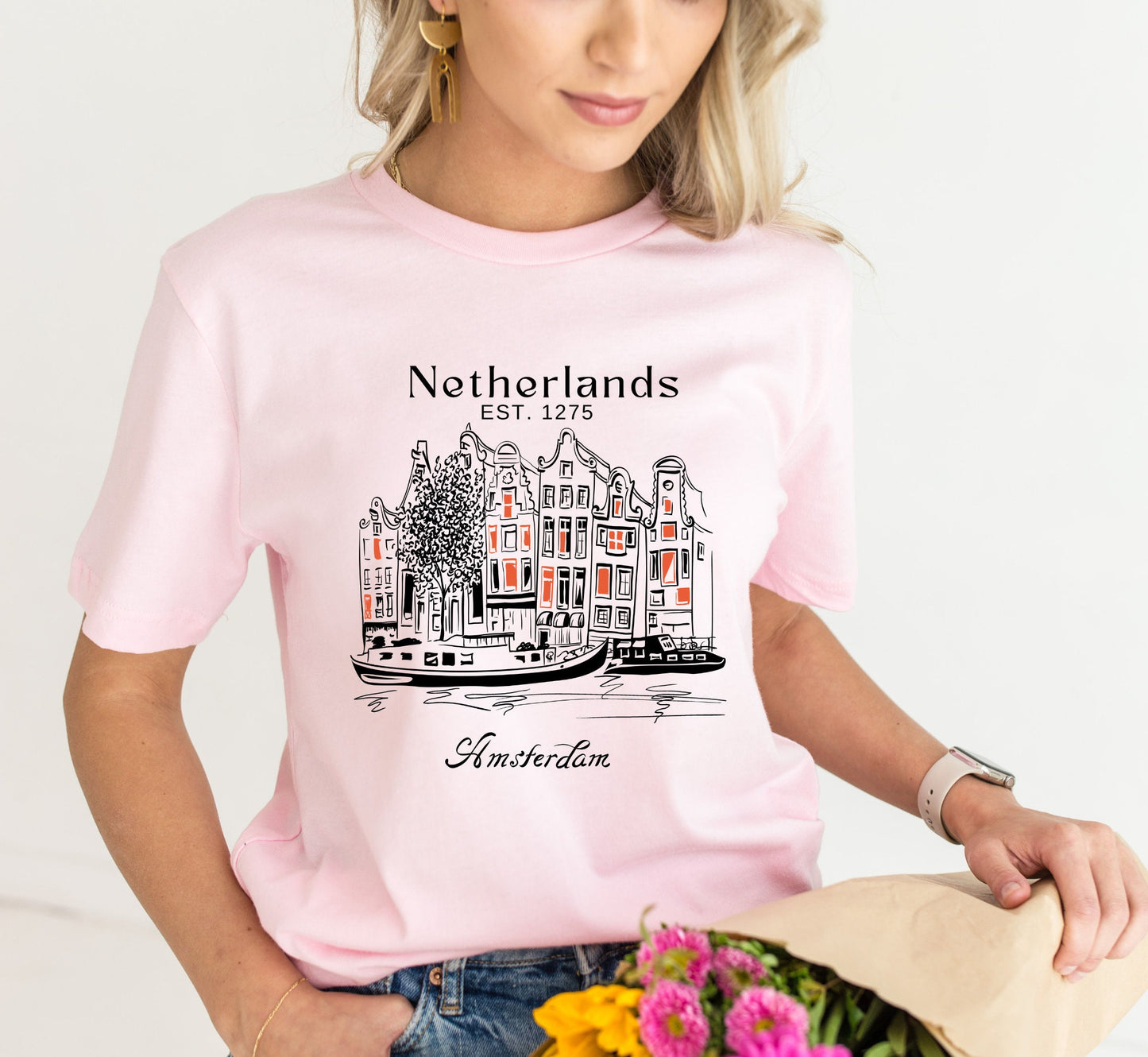 Amsterdam Skyline T-Shirt: Netherlands Travel Souvenir Tee