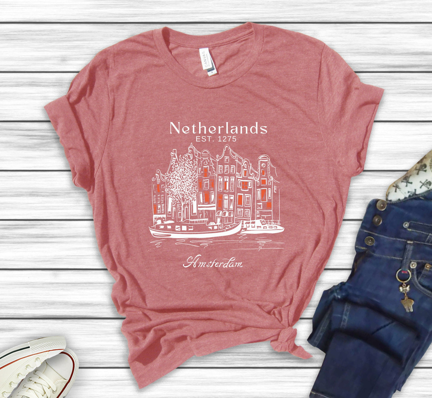 Amsterdam Skyline T-Shirt: Netherlands Travel Souvenir Tee