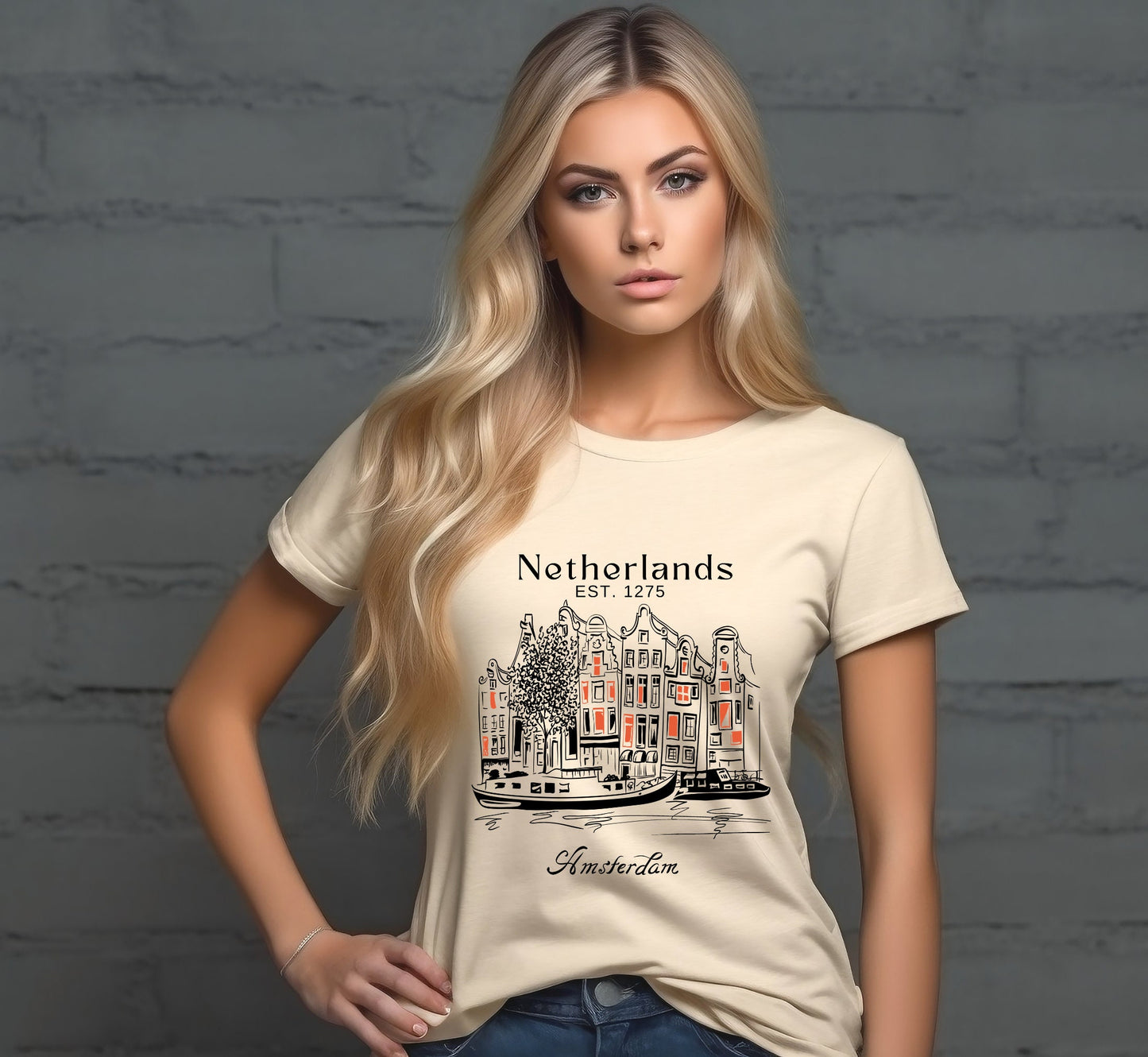 Amsterdam Skyline T-Shirt: Netherlands Travel Souvenir Tee
