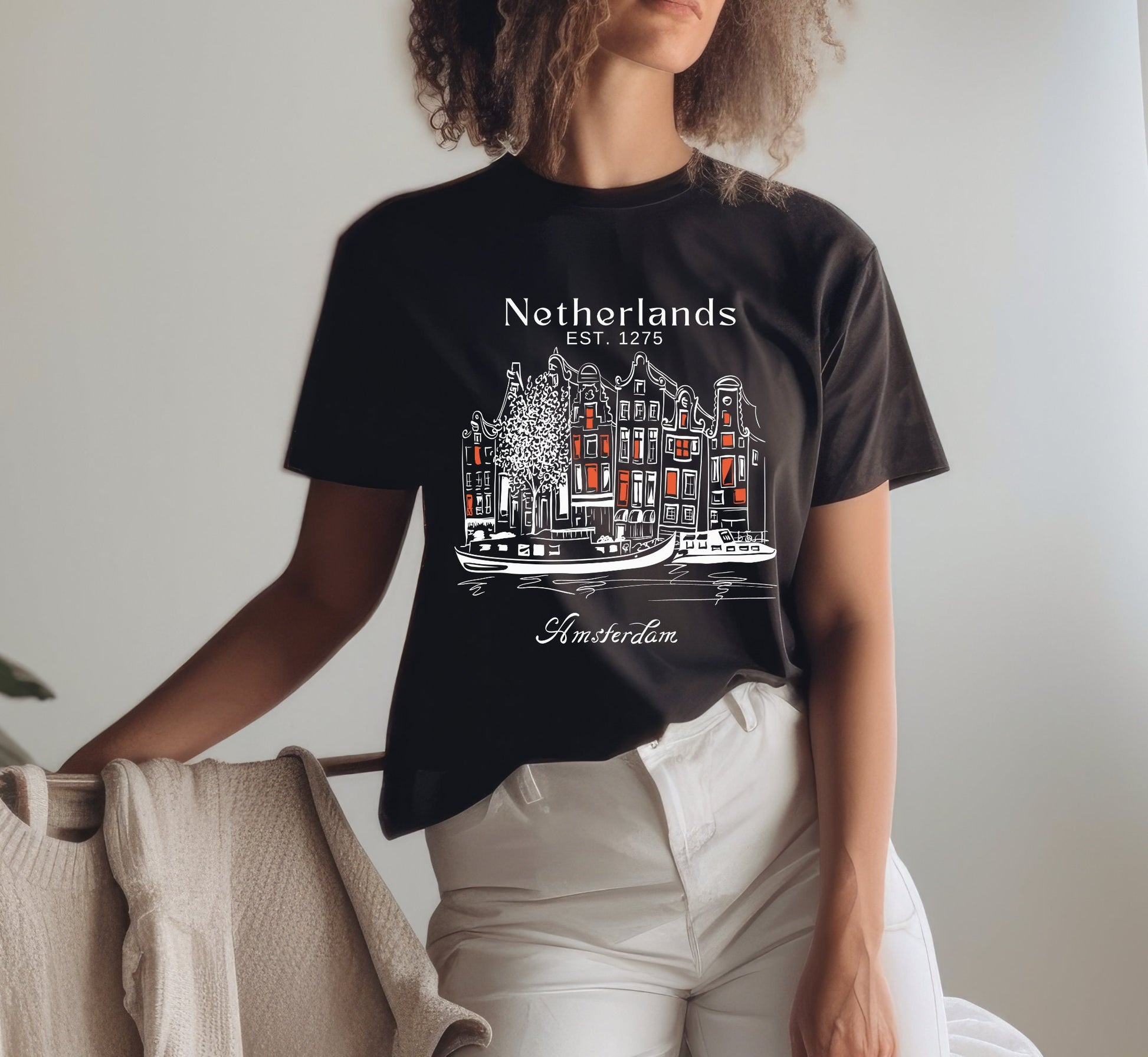 Amsterdam Skyline T-Shirt: Netherlands Travel Souvenir Tee