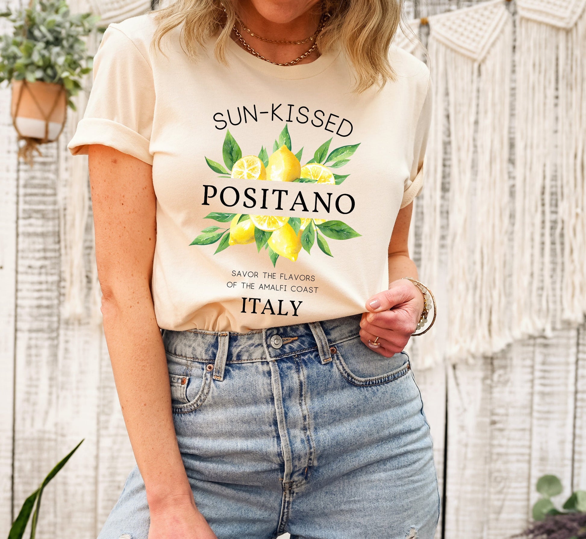 Lemon Positano T-Shirt: Amalfi Coast Italy Cotton Tee
