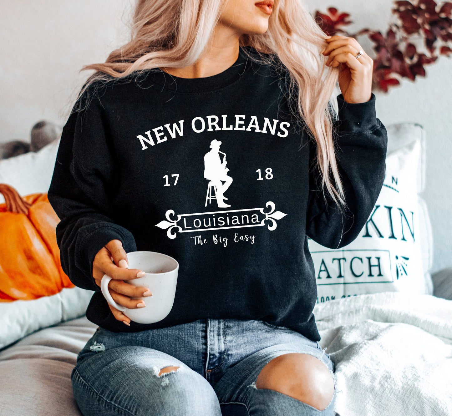 Louisiana Sweatshirt New Orleans Crewneck Pelican State Pullover Unisex Plus Size