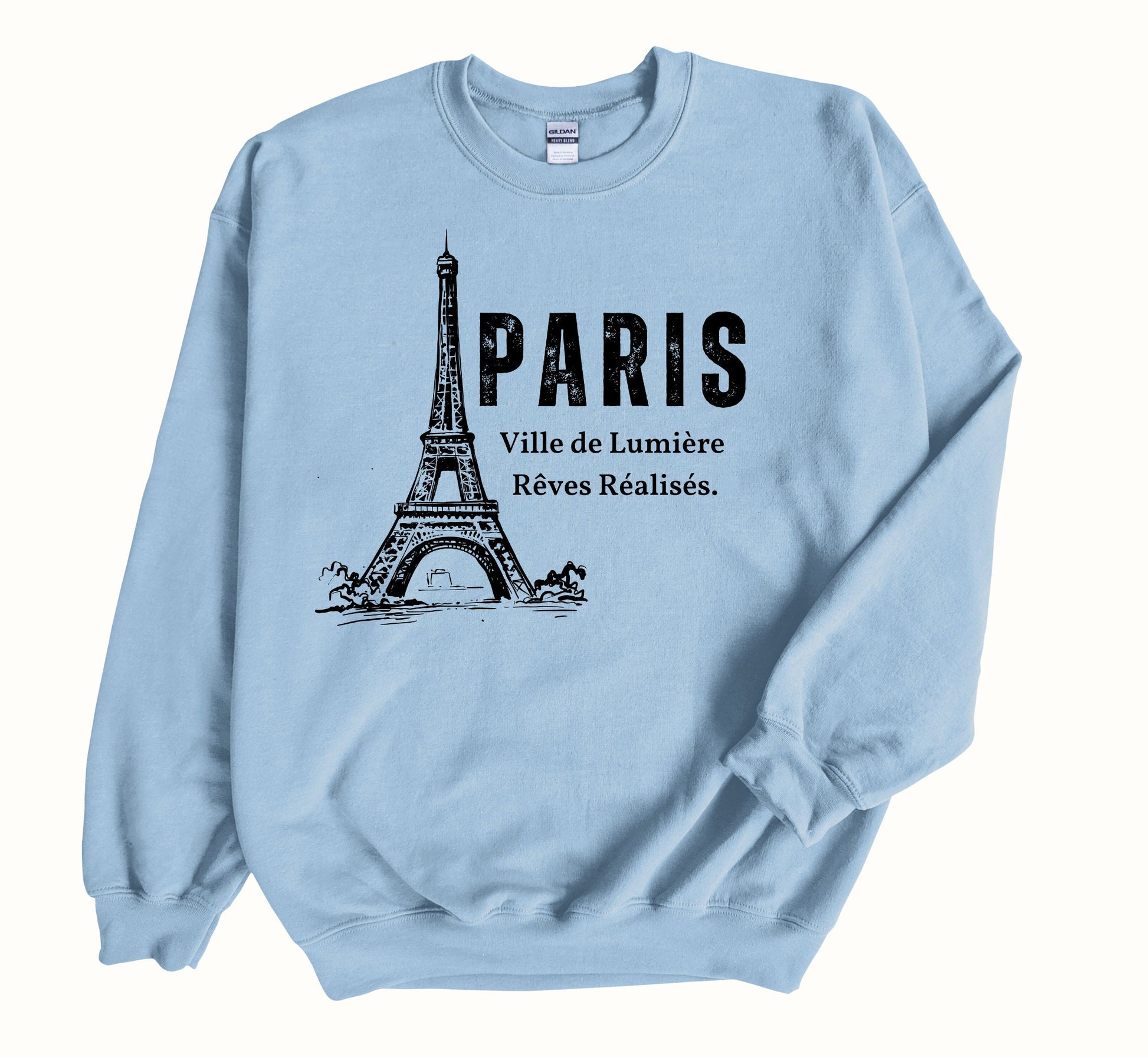 Paris Sweatshirt, Eiffel Tower Crewneck France Pullover, Unisex Sizing Plus Size