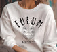 Tulum Sweatshirt, Bachelorette Mexico Crewneck, Retro Beach Pullover, Unisex Sizing Oversized Travel Sweater